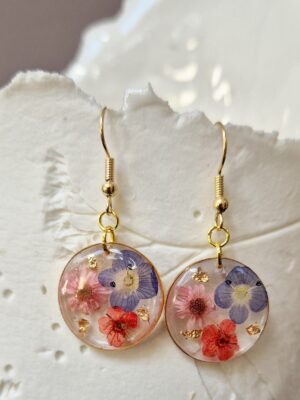 Boucles résine fleurs pressées