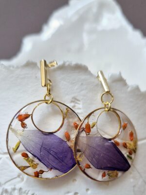 Boucles résine fleurs pressées