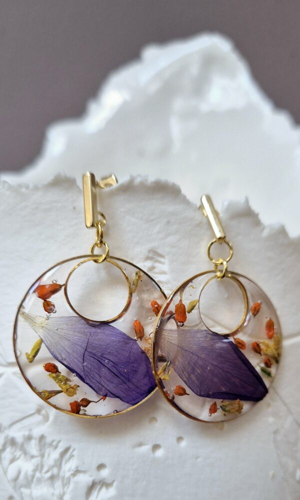 Boucles résine fleurs pressées