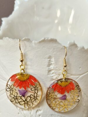 Boucles résine fleurs pressées