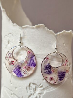 Boucles en résine, fleurs pressées