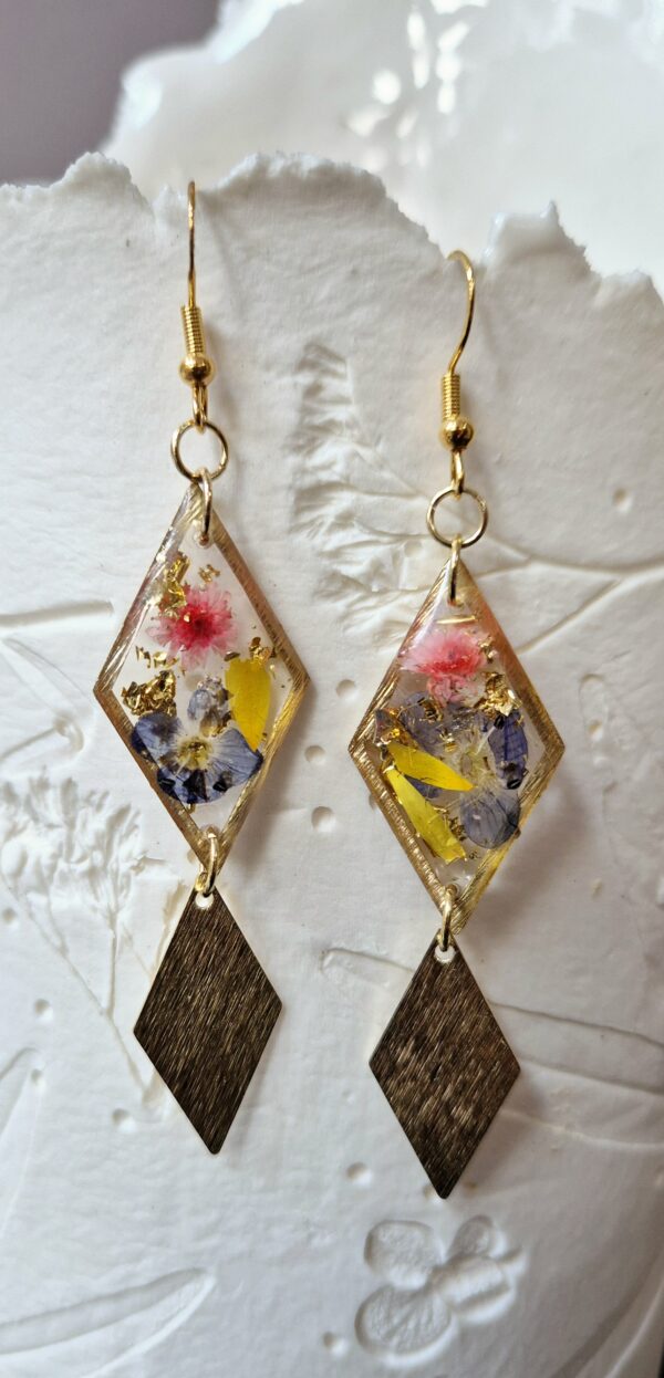 C25071.jpg Boucles en résine, fleurs pressées et sequins en acier