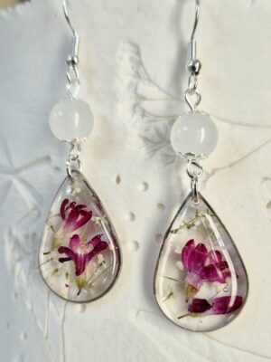 Boucles résine, fleurs pressées