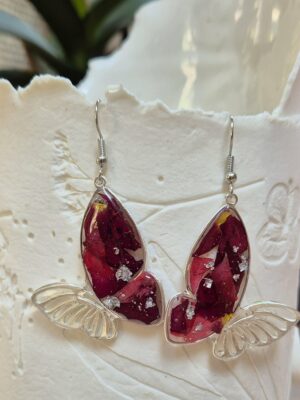 Boucles résine, fleurs pressées