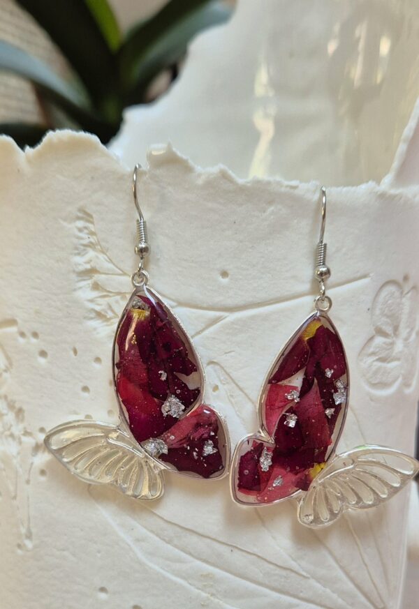 Boucles résine, fleurs pressées