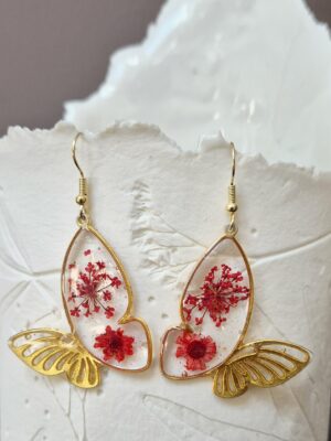 Boucles résine, fleurs pressées