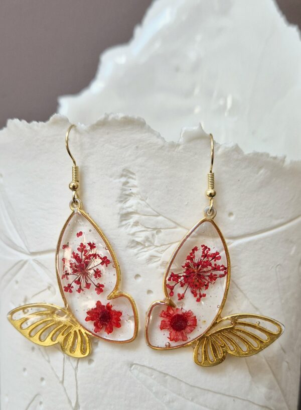 Boucles résine, fleurs pressées