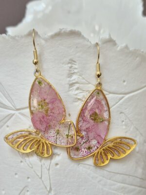 Boucles résine, fleurs pressées