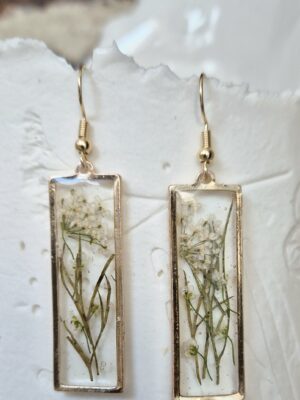 Boucles résine, fleurs pressées