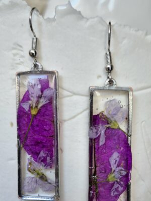 Boucles résine, fleurs pressées