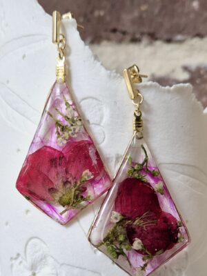 Boucles résine, fleurs pressées