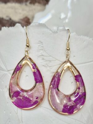 Boucles résine, fleurs pressées