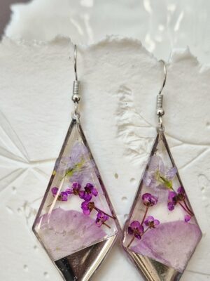Boucles résine, fleurs pressées