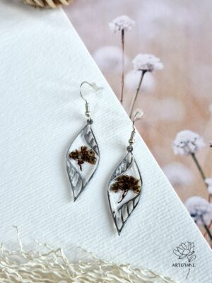 Feuille Ondulée résine et fleurs